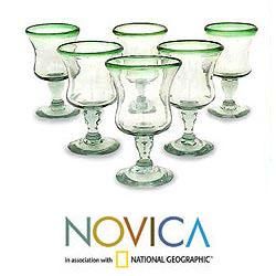 Set of 6 Blown Glass Caribbean Pina Colada Glasses (Mexico