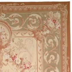 Hand knotted French Aubusson Weave Ivory Taupe Wool Rug (8 x 10