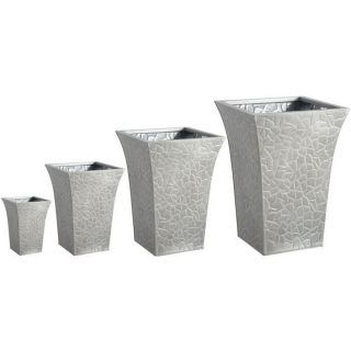 Lot de 4 vases en zinc brossé GCP158SDimensions  De 25x25x37 cm à