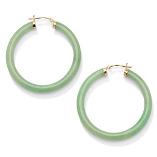 Angelina DAndrea 10k Yellow Gold Green Jade Hoop Earrings MSRP $304