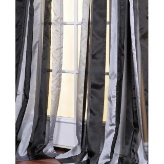 Black and Grey Striped 96 inch Sheer Curtain Panel