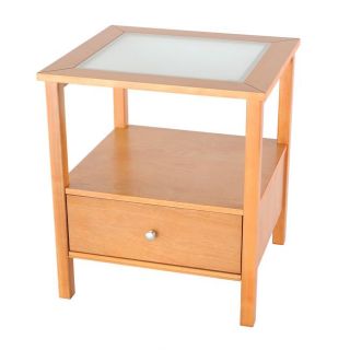 Bay Shore Collection Glass Top Honey Maple End Table