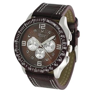 Geneva Platinum Mens Chronograph style Genuine Leather Watch
