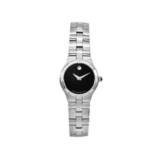 Movado Womens Juro Stainless Steel Diamond Accent Black Dial Watch