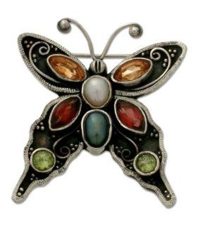 Pearl and garnet brooch, Butterfly Beauty Jewelry