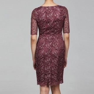 Tahari Womens Burgundy Lace Sheath Dress