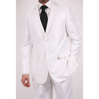 Ferrecci Mens Shiny White Two button Two piece Slim Fit Suit Today $