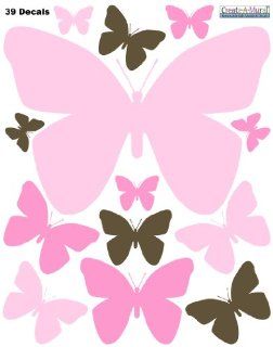 Butterfly Wall Decals Pink, Soft Pink, Brown, Removable