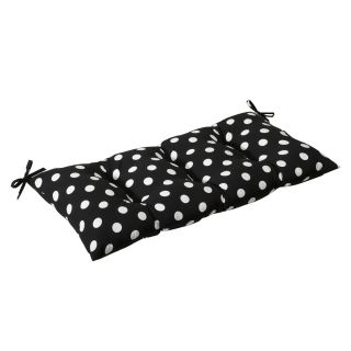 Pillow Perfect Outdoor Black/ White Polka Dot Tufted Loveseat Cushion