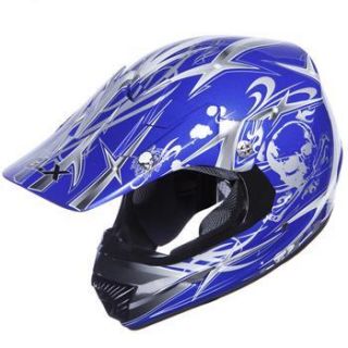 GLX Adult Off road Full Face Blue Motorcycle Helmet
