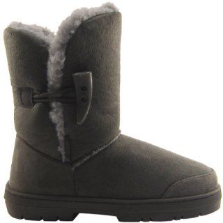 Womens Faux Fur Lined Thick Sole Toggle Winter Snow Boots