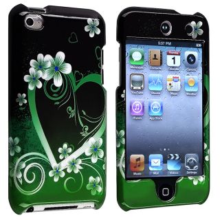 Green Heart Snap on Case for Apple iPod Touch Generation 4