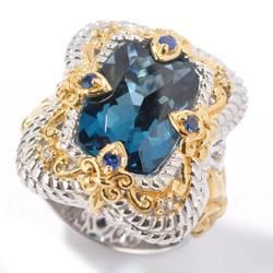 Michael Valitutti Two tone London Blue Topaz and Sapphire Ring