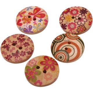 Hand Painted Wooden Buttons (Pack of 150)
