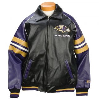 G3 Mens Baltimore Ravens Pleather Varsity Jacket