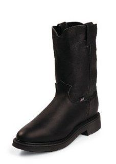Justin Mens Black Pitstop 10 Pull On Work Boot Style J4763 Shoes