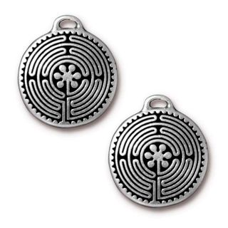 Silverplated Pewter Labyrinth 26 mm Charms (Set of 2)