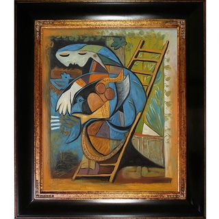 Picasso Paintings Farmers Wife on a Stepladder w/ Opulent Dark Stained