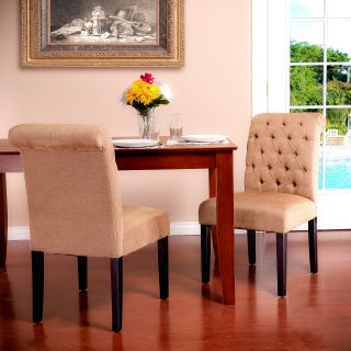 Light Brown Tufted Dining Chairs (Set of 2)