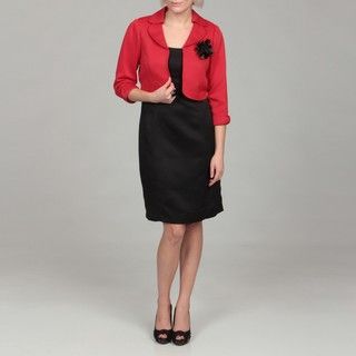 Sandra Darren Womens Red/ Black 2 piece Dress