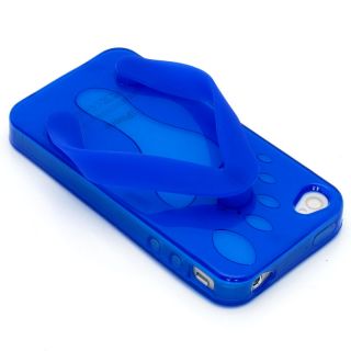 Premium Apple iPhone 4/4S Blue Flip Flop Case