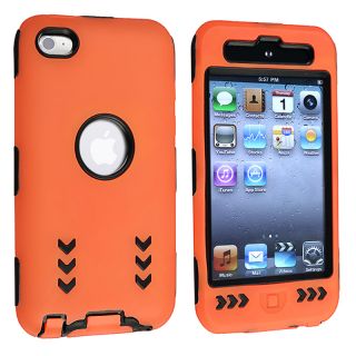 Black/ Orange Hybrid Case with Stand for Apple iPod Touch Generation 4