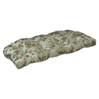 Pillow Perfect Outdoor Brown/ Green Floral Wicker Loveseat Cushion