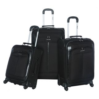 Olympia Corea 3 piece Black Expandable Spinner Luggage Set