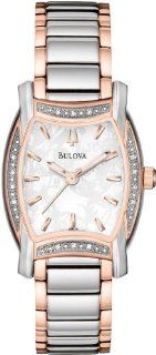 Bulova Womens 98R138 Diamond Case White Dial Bracelet Watch Watches