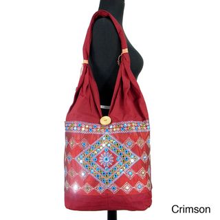 Handmade Bucket Style Shoulder Bag with Bead Accent (India