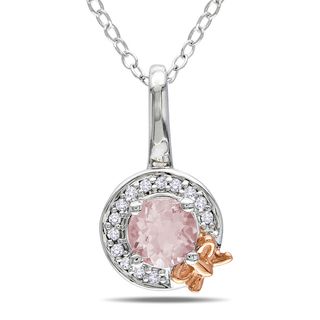 Miadora Sterling Silver Morganite and Diamond Necklace (H I,I3