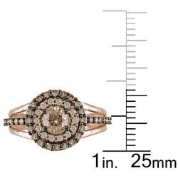 14k Pink Gold 1ct TDW Brown and White Diamond Circle Ring (H I, I1 I2