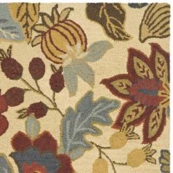 Handmade Botanical Gardens Beige Wool Rug (7 6 x 9 6)