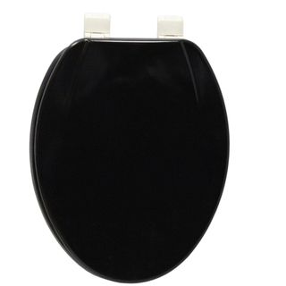 Elongated Black Molded Wood Solid Toilet Seat