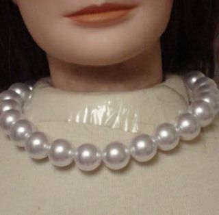 Large Ivory Color Simulated Pearl Choker Necklace Matching