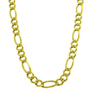 14k Yellow Gold Mens Solid 18 inch Figaro Link Necklace