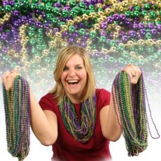 Bucket of 144   33 Mardi Gras Beads   Purple, Green