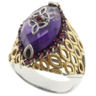 Michael Valitutti Two tone Amethyst and Ruby Ring