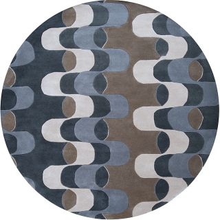 Hand tufted Contemporary Canum Grey/Blue Zealand Wool Abstract Rug (6