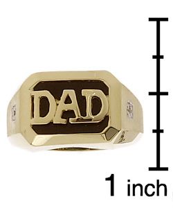 Diamond Black Onyx 10k Gold Dad Ring