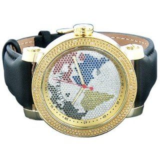 Luxurman Watches World Map Mens VS Diamond Watch .18ct Watches