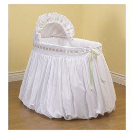 Pretty Ribbon Bassinet Liner/Skirt and Hood with Mint