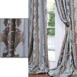 With Cocoa Brown Print Faux Silk 96 inch Curtain Panel