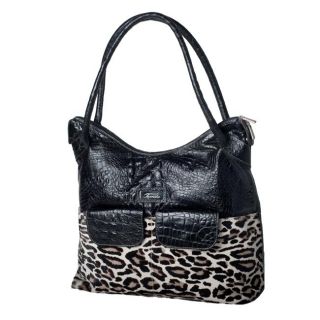 Terrida Croco Embossed Leather Leopard Printed Carry on Tote Bag