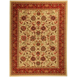 Non Skid Ottohome Ivory Floral Traditional Area Rug (5 x 66