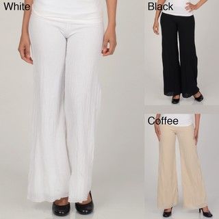 Elan Womens White Rollover Double Lined Gauze Pants