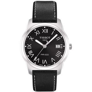 Tissot Mens PR100 Black Roman Numeral Watch