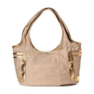 Vintage Reign Womens The O Tote Beige and Gold Hobo Handbag