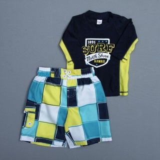 Osh Kosh Toddler Boys Colorblocked 2 piece Rash Guard Swimsuit