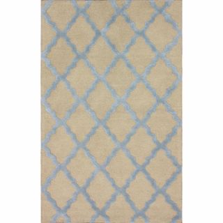 Hand hooked Alexa Moroccan Trellis Light Blue Wool Rug (5 x 8